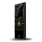 evil eye mandala black back phone cover | glass case for samsung galaxy s23 ultra