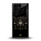 evil eye mandala black back phone cover | glass case for samsung galaxy s25 ultra