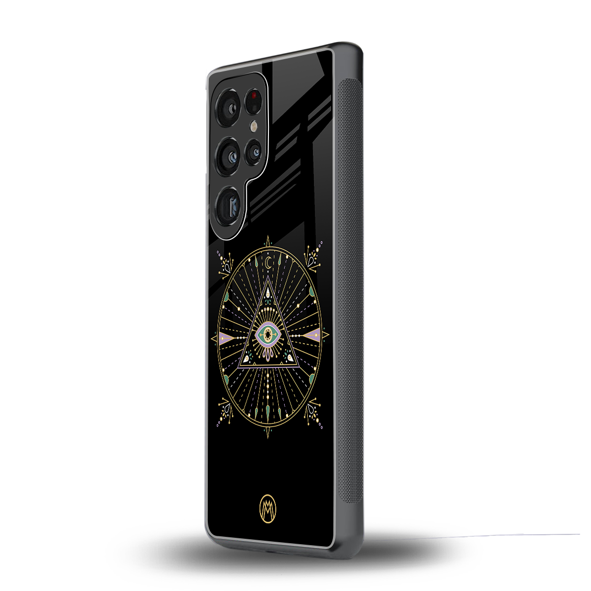 evil eye mandala black back phone cover | glass case for samsung galaxy s25 ultra