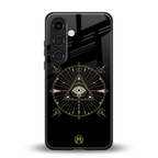 evil eye mandala black back phone cover | glass case for samsung galaxy s24 fe