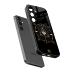 evil eye mandala black back phone cover | glass case for samsung galaxy s24