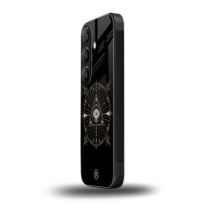 evil eye mandala black back phone cover | glass case for samsung galaxy s23 plus