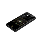 evil eye mandala black back phone cover | glass case for samsung galaxy s24