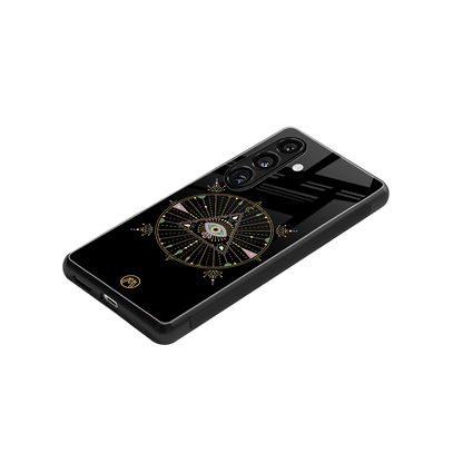 evil eye mandala black back phone cover | glass case for samsung galaxy s24 plus