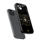 evil eye mandala black back phone cover | glass case for iphone 15