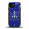 evil eye mandala blue back phone cover | glass case for iphone 13 mini