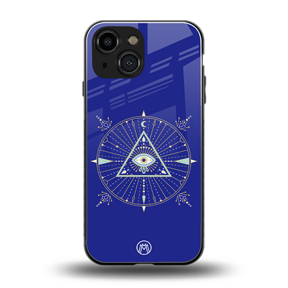 evil eye mandala blue back phone cover | glass case for iphone 13 mini