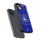 evil eye mandala blue back phone cover | glass case for iphone 13 mini