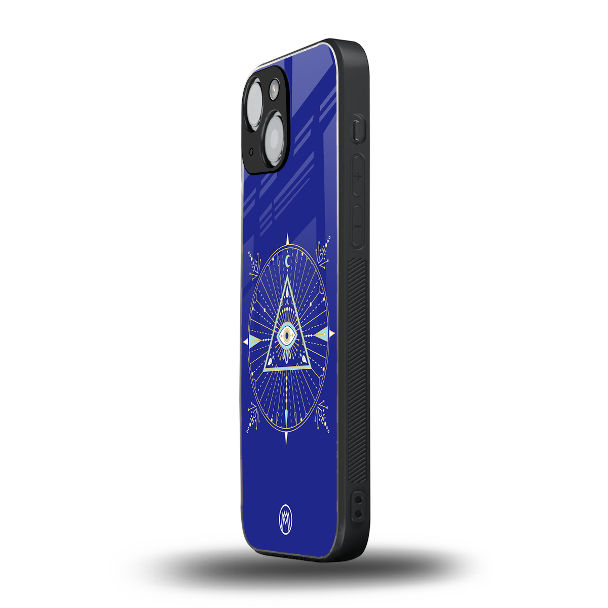 evil eye mandala blue back phone cover | glass case for iphone 13 mini