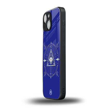 evil eye mandala blue back phone cover | glass case for iphone 13 mini