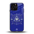 evil eye mandala blue back phone cover | glass case for iphone 13 pro max