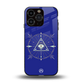 evil eye mandala blue back phone cover | glass case for iphone 13 pro