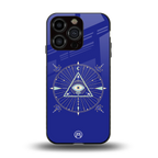 evil eye mandala blue back phone cover | glass case for iphone 13 pro