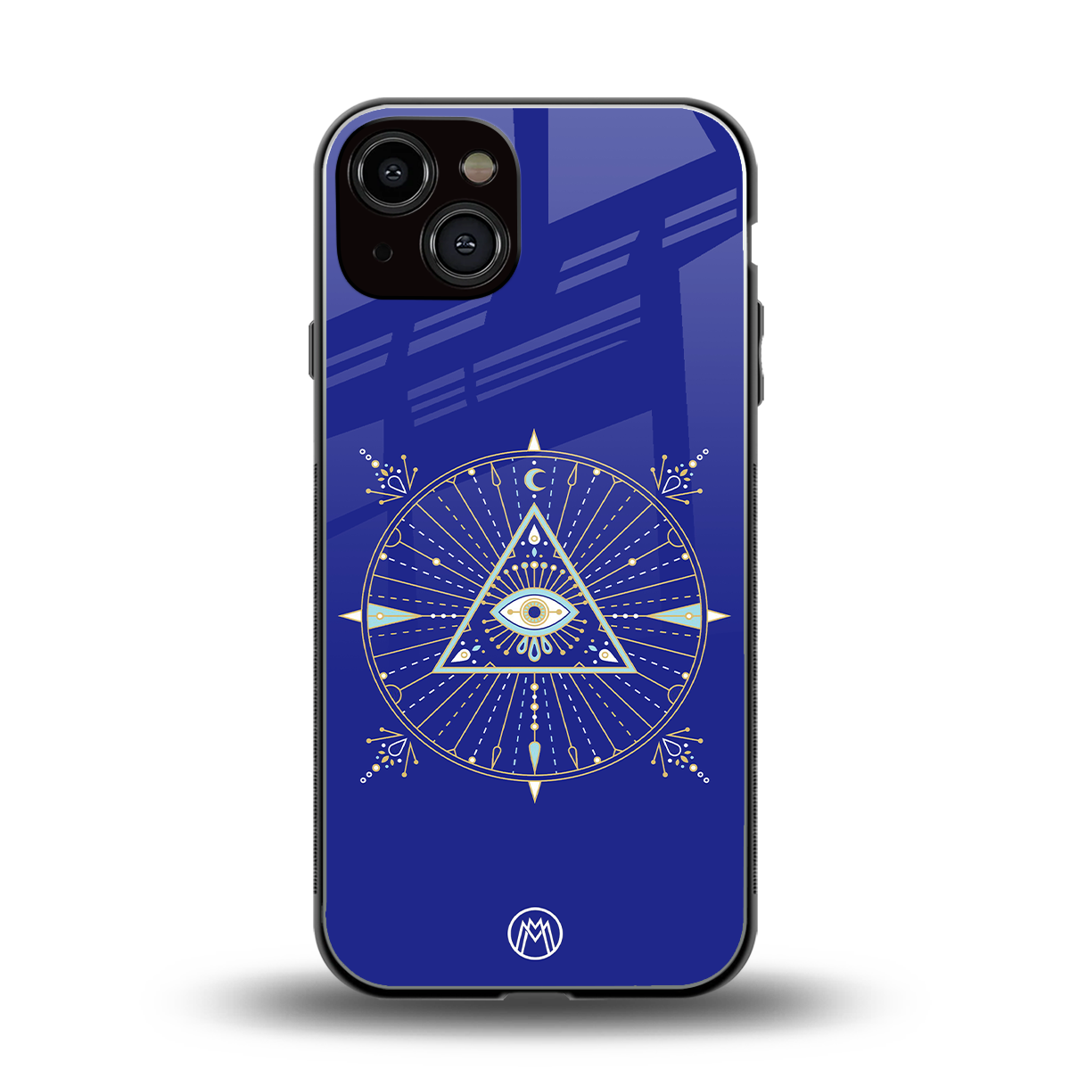 evil eye mandala blue back phone cover | glass case for iphone 13