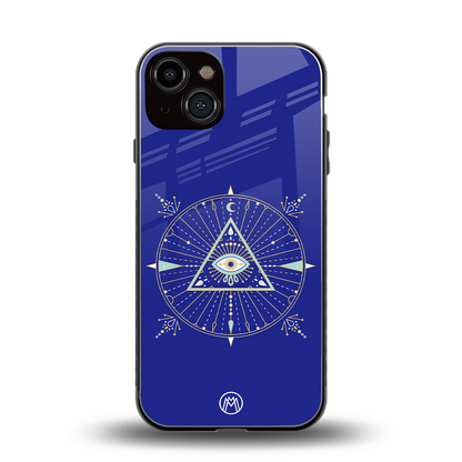 evil eye mandala blue back phone cover | glass case for iphone 13