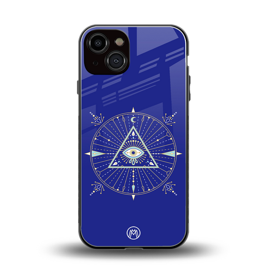 evil eye mandala blue back phone cover | glass case for iphone 13