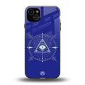 evil eye mandala blue back phone cover | glass case for iphone 15 plus