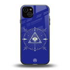 evil eye mandala blue back phone cover | glass case for iphone 14 plus