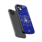 evil eye mandala blue back phone cover | glass case for iphone 15 plus
