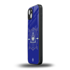 evil eye mandala blue back phone cover | glass case for iphone 15 plus