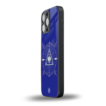 evil eye mandala blue back phone cover | glass case for iphone 14 pro max