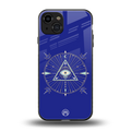 evil eye mandala blue back phone cover | glass case for iphone 15