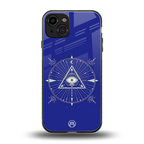 evil eye mandala blue back phone cover | glass case for iphone 15