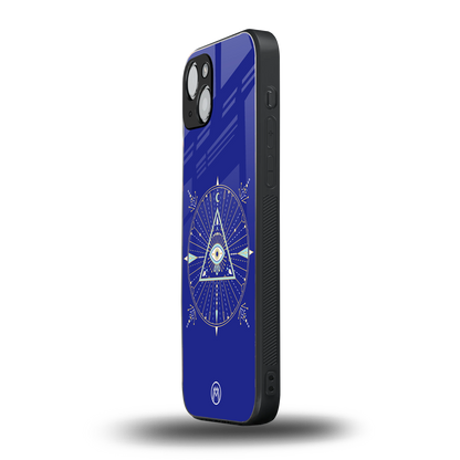 evil eye mandala blue back phone cover | glass case for iphone 15