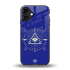 evil eye mandala blue back phone cover | glass case for iphone 16 plus