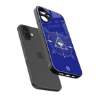 evil eye mandala blue back phone cover | glass case for iphone 16 plus