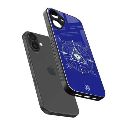 evil eye mandala blue back phone cover | glass case for iphone 16 plus