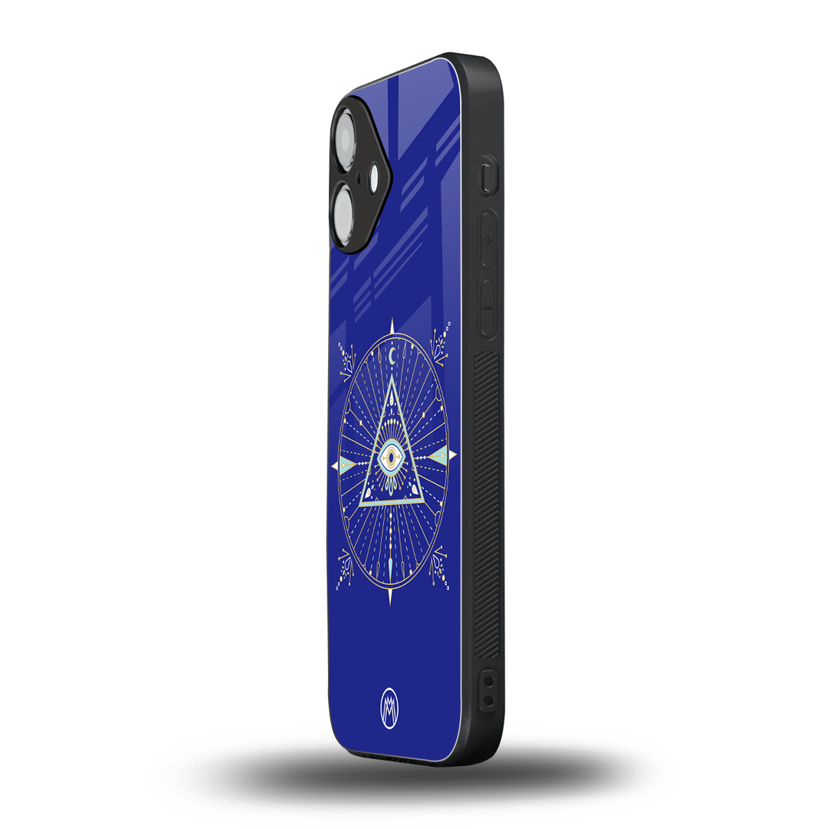 evil eye mandala blue back phone cover | glass case for iphone 16 plus