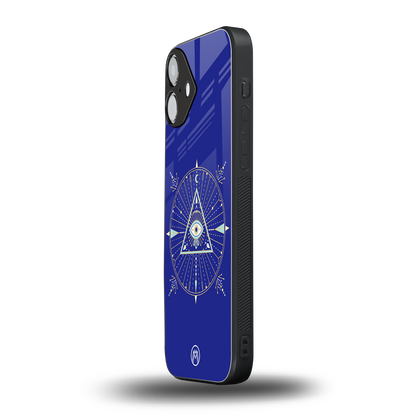 evil eye mandala blue back phone cover | glass case for iphone 16 plus