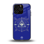 evil eye mandala blue back phone cover | glass case for iphone 16 pro