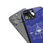 evil eye mandala blue back phone cover | glass case for iphone 14 plus