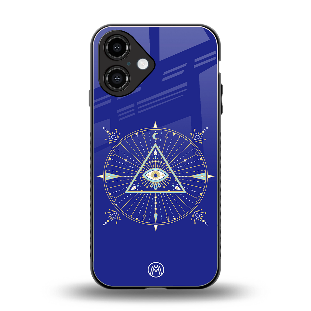 evil eye mandala blue back phone cover | glass case for iphone 16