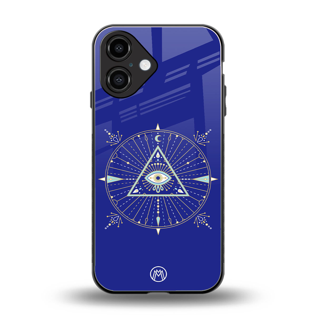 evil eye mandala blue back phone cover | glass case for iphone 16