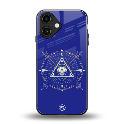 evil eye mandala blue back phone cover | glass case for iphone 16