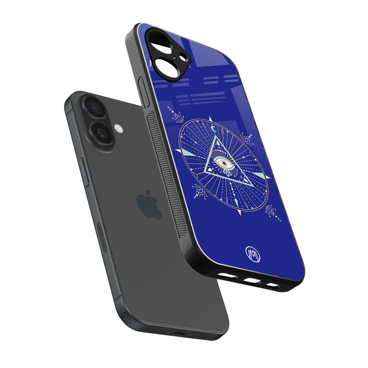 evil eye mandala blue back phone cover | glass case for iphone 16