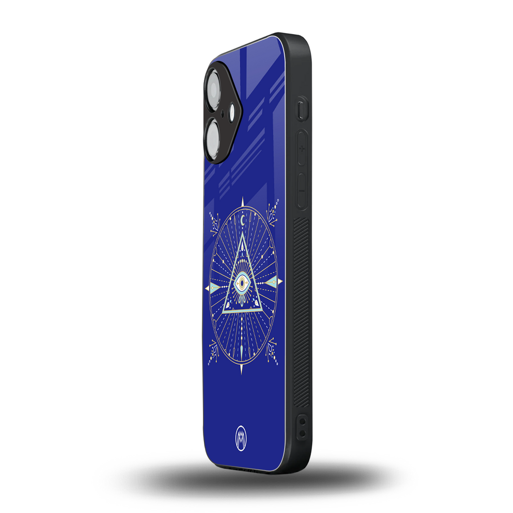 evil eye mandala blue back phone cover | glass case for iphone 16