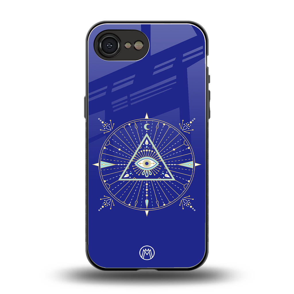evil eye mandala blue back phone cover | glass case for iphone 16e