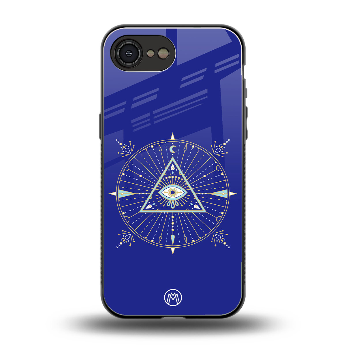 evil eye mandala blue back phone cover | glass case for iphone 16e