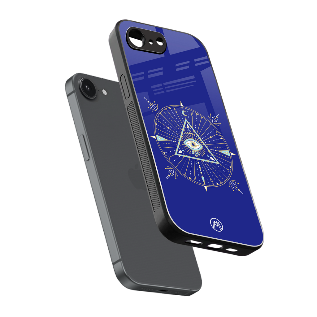 evil eye mandala blue back phone cover | glass case for iphone 16e