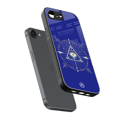 evil eye mandala blue back phone cover | glass case for iphone 16e