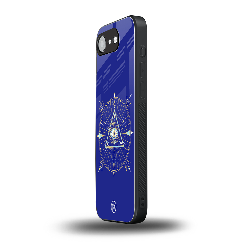 evil eye mandala blue back phone cover | glass case for iphone 16e