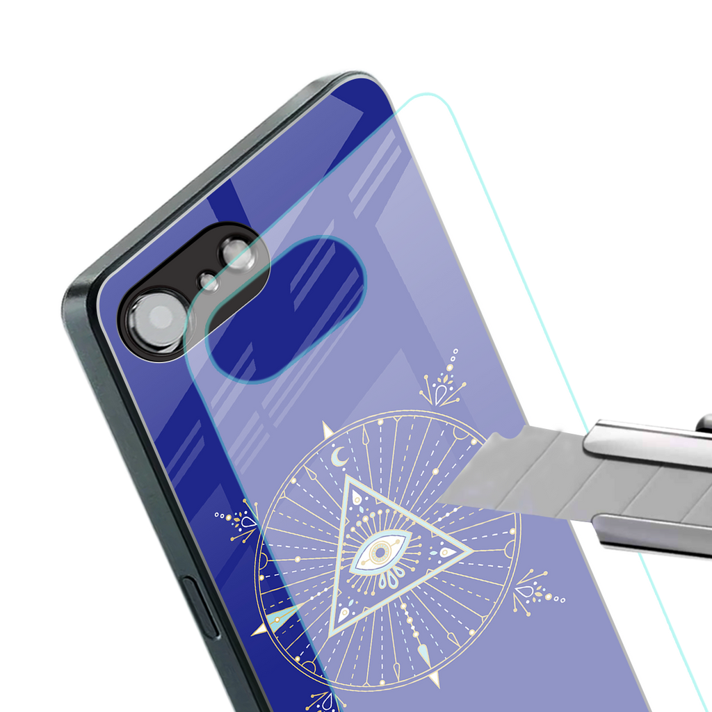 evil eye mandala blue back phone cover | glass case for iphone 16e