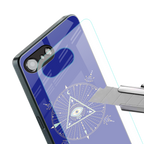 evil eye mandala blue back phone cover | glass case for iphone 16e