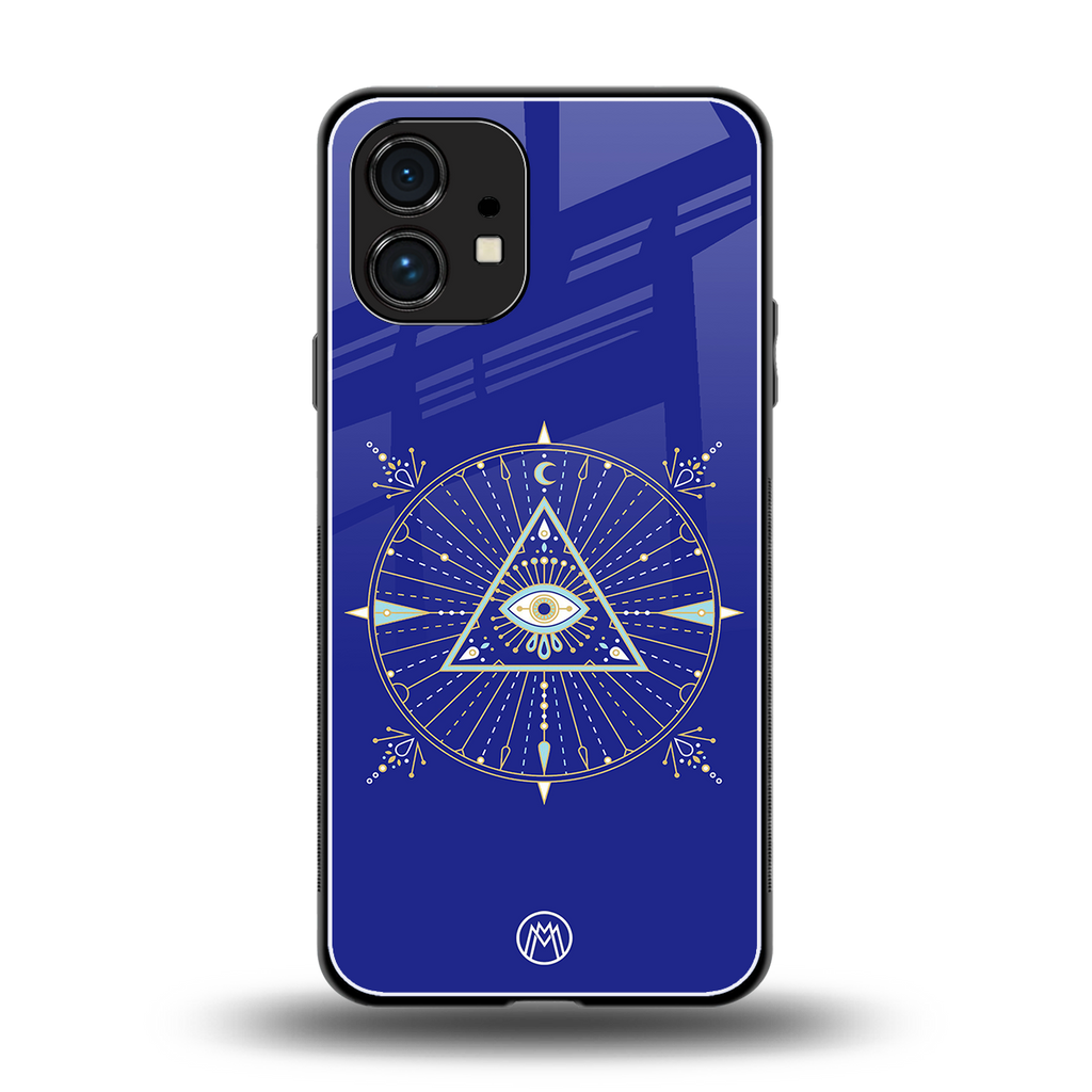 evil eye mandala blue back phone cover | glass case for nothing phone 1