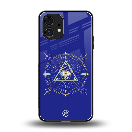 evil eye mandala blue back phone cover | glass case for nothing phone 1