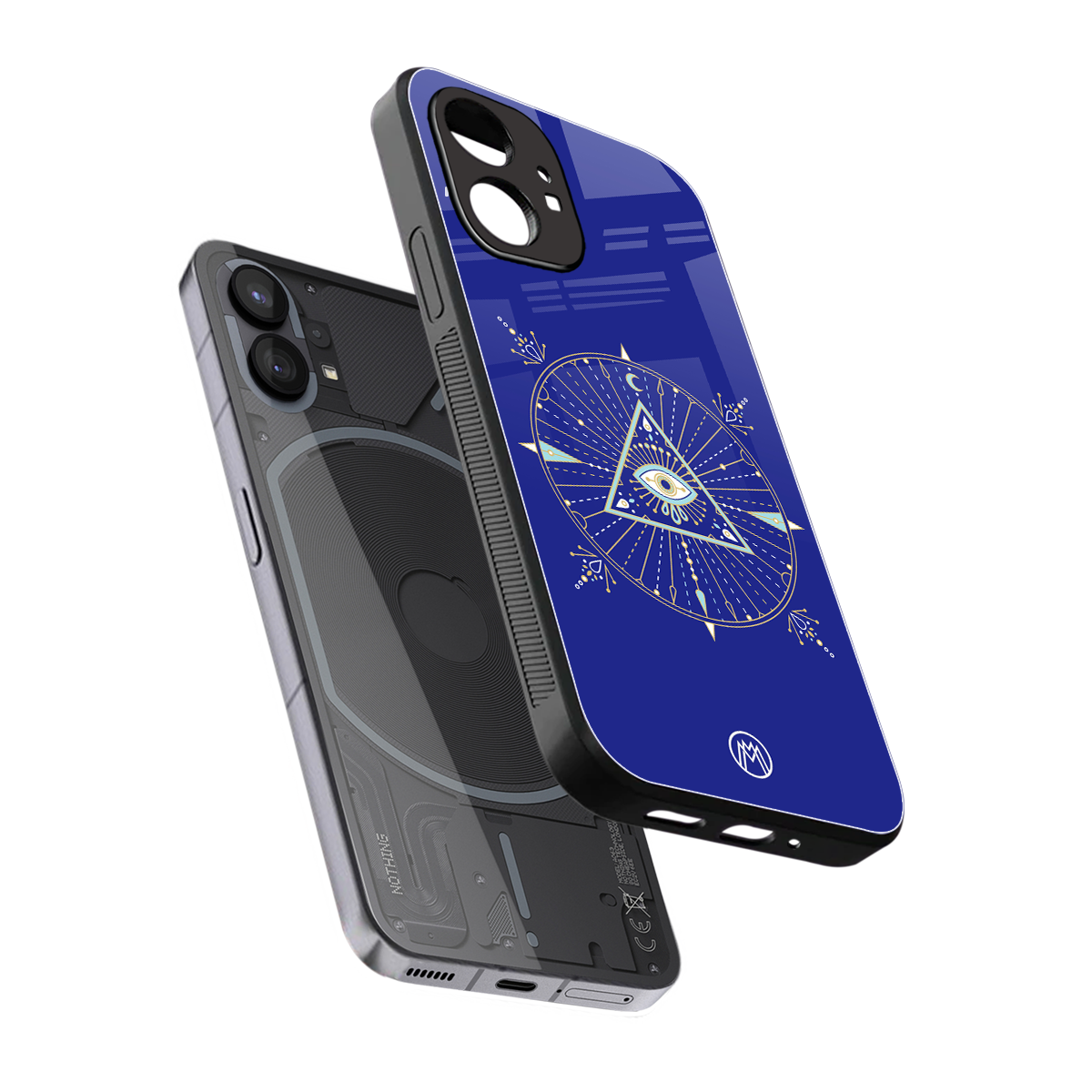evil eye mandala blue back phone cover | glass case for nothing phone 1